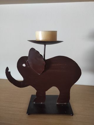 Candelero Elefante Metal Marrón