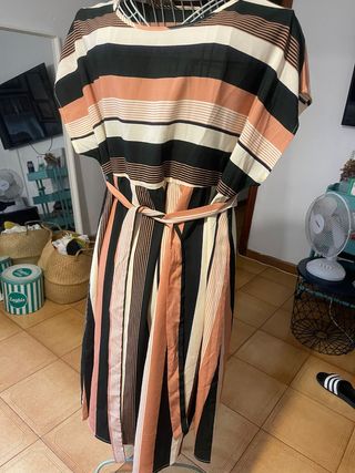 Vestido rayas XXL - Verde, Rosa