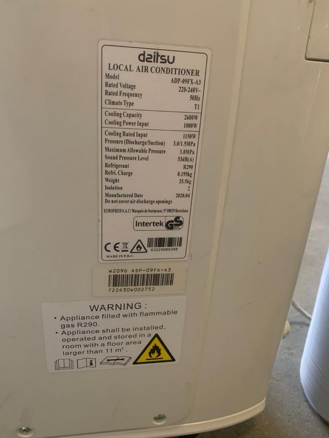 Aire acondicionado Daitsu portátil blanco