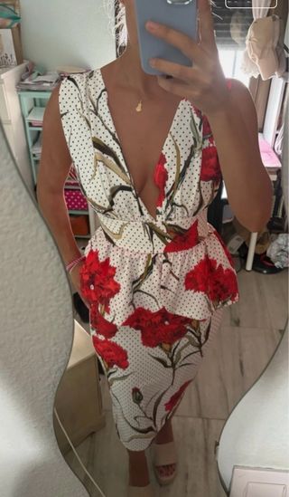 Vestido fiesta lunares flamenco gala nuevo talla M