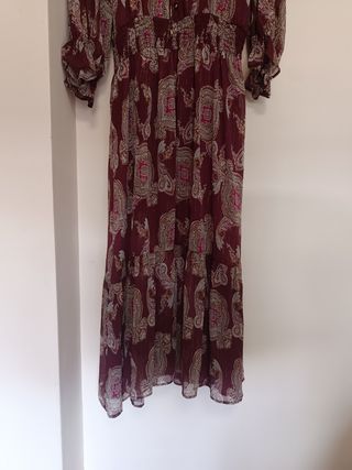 Vestido largo estampado hilo metalizado