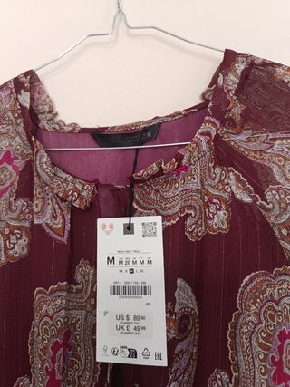 Vestido largo estampado hilo metalizado