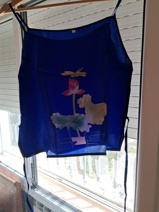 Top seda azul XL - Ropa vintage