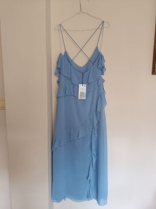 Vestido midi volantes zara talla L