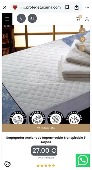 Empapador Impermeable 5 capas cama de 90