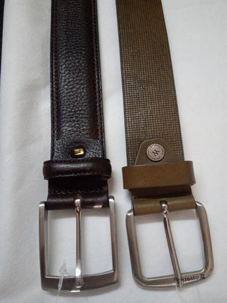 2 Cinture Uomo Pelle Marroni e Verdi