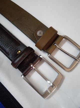 2 Cinture Uomo Pelle Marroni e Verdi