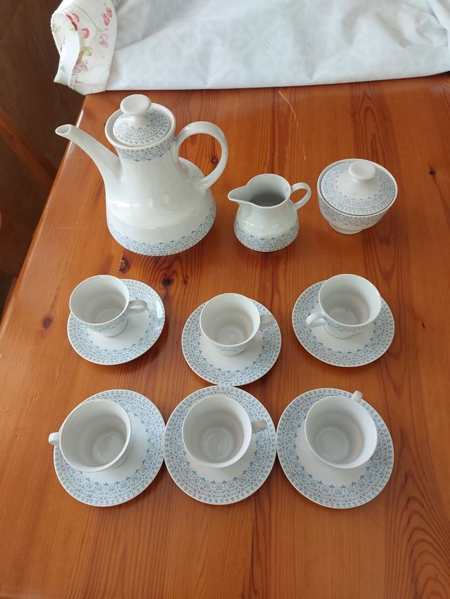 Juego de café vintage Mohasa - azul y blanco