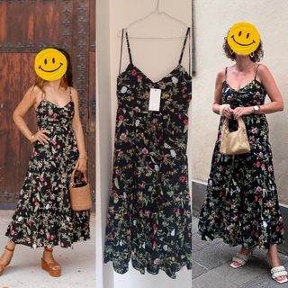 Vestido midi estampado bordados perforados