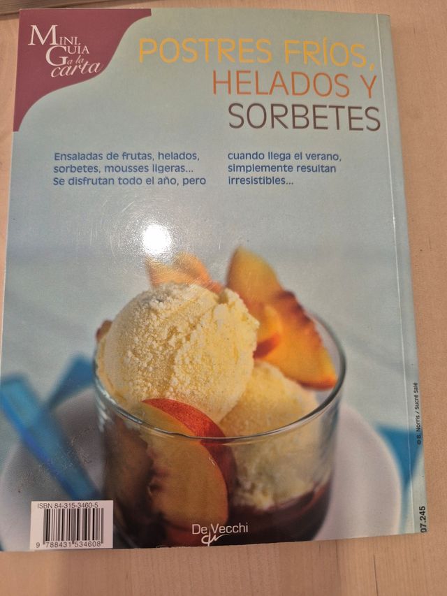 Libro de recetas de postres frios, helados y sorbe
