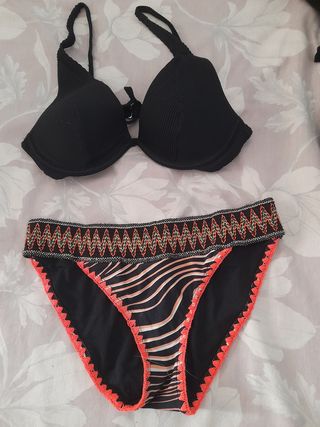 Bikini negro y naranja - Talla L