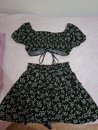 Conjunto top y falda - blanco y negro