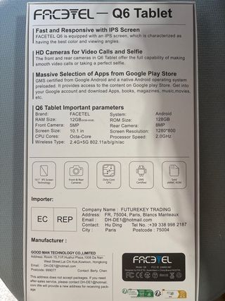 Tablet Facetel Q6 128GB - Como nueva