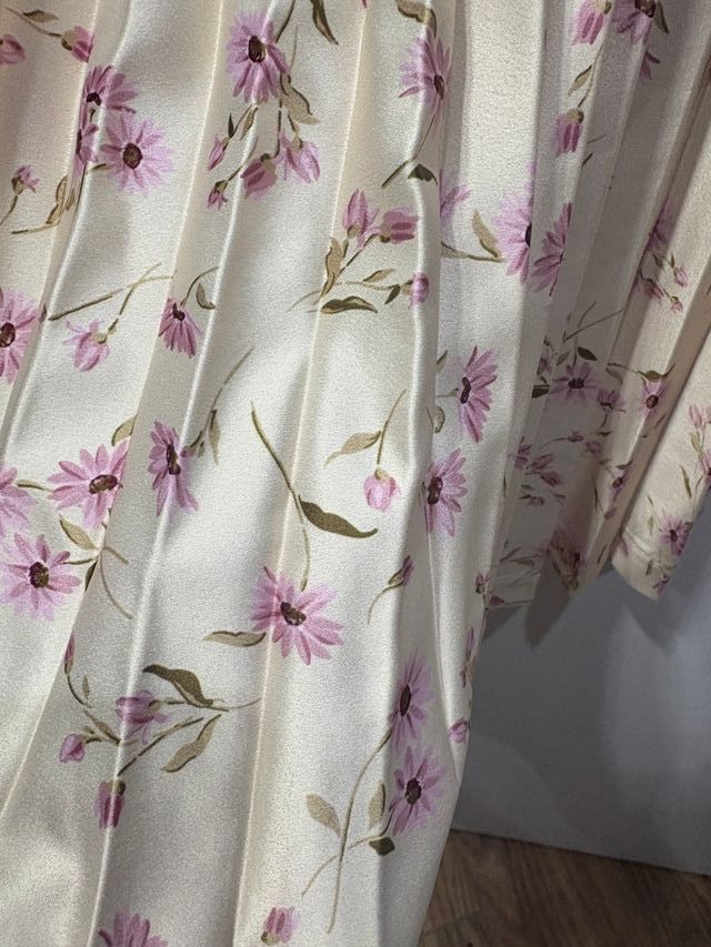 Falda plisada floral beige-rosa niña