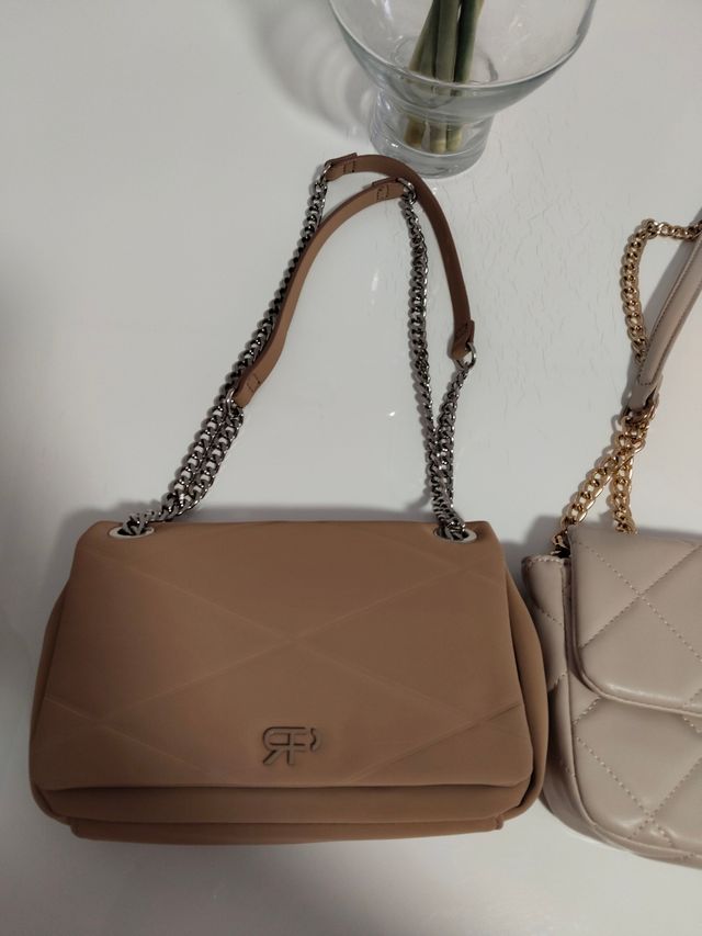 Bolso bandolera marrón y beige