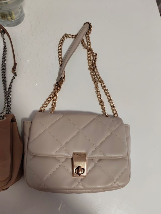 Bolso bandolera marrón y beige