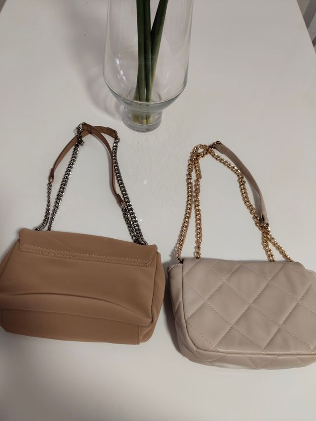 Bolso bandolera marrón y beige
