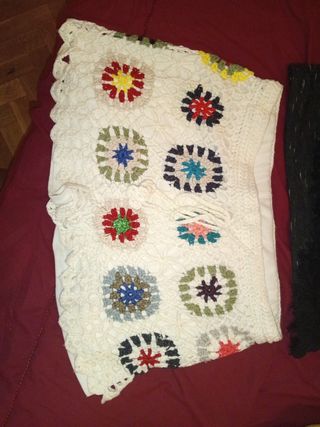Minifalda negra & short ganchillo multicolor