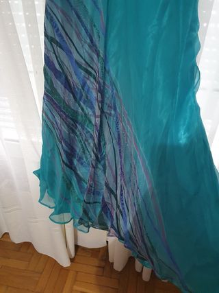 Vestido fiesta largo turquesa
