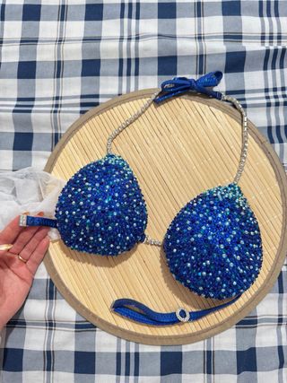 Bikini Competición Azul con Pedrería