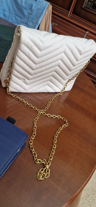 Bolso blanco fiesta - Cadena dorada