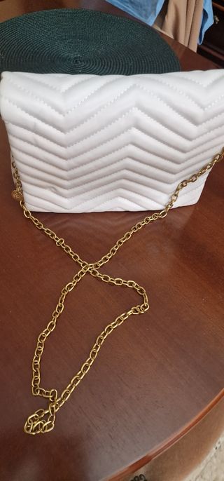 Bolso blanco fiesta - Cadena dorada