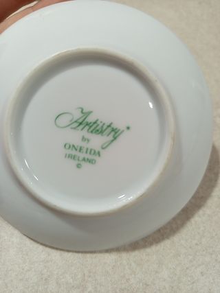 Juego café porcelana y plata 12 tazas y 12 platos