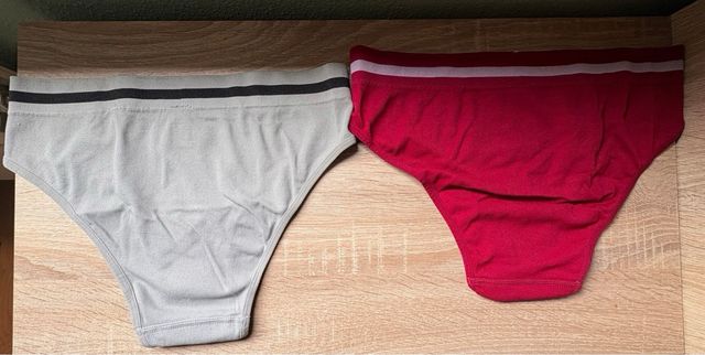 3 Bragas algodón - Beige, Gris, Rojo