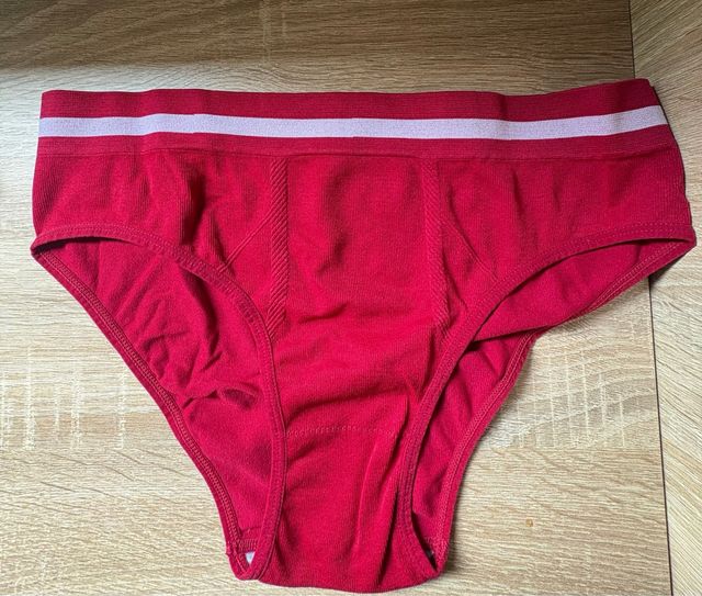 3 Bragas algodón - Beige, Gris, Rojo