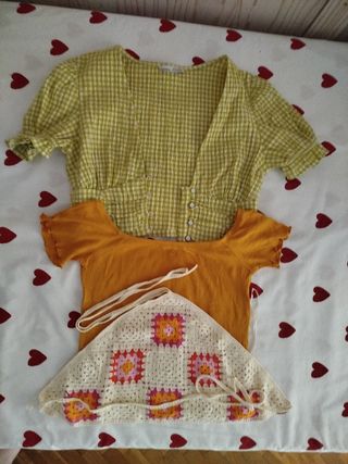 Tops crop: verde & naranja