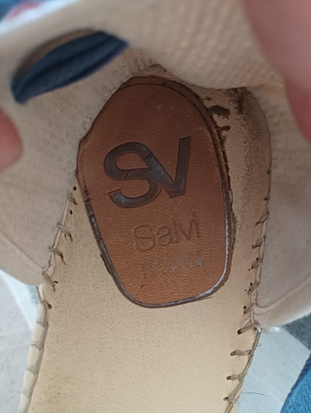 Alpargatas beige y azul - cordones