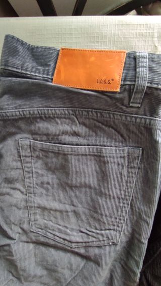 3 Pantalones pana: negro, marrón, gris Talla 40
