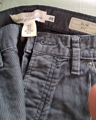 3 Pantalones pana: negro, marrón, gris Talla 40
