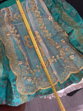 Traje fallera niña verde y dorado