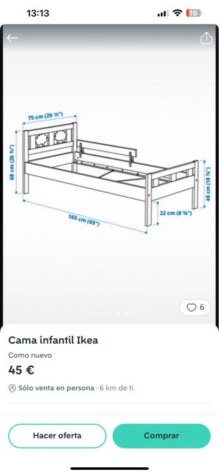 Cama Ikea infantil - 165cm