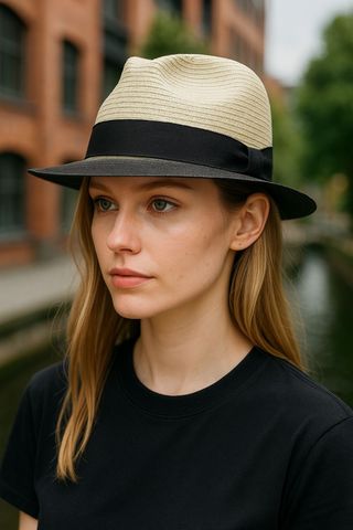 Cappello estivo panna e nero