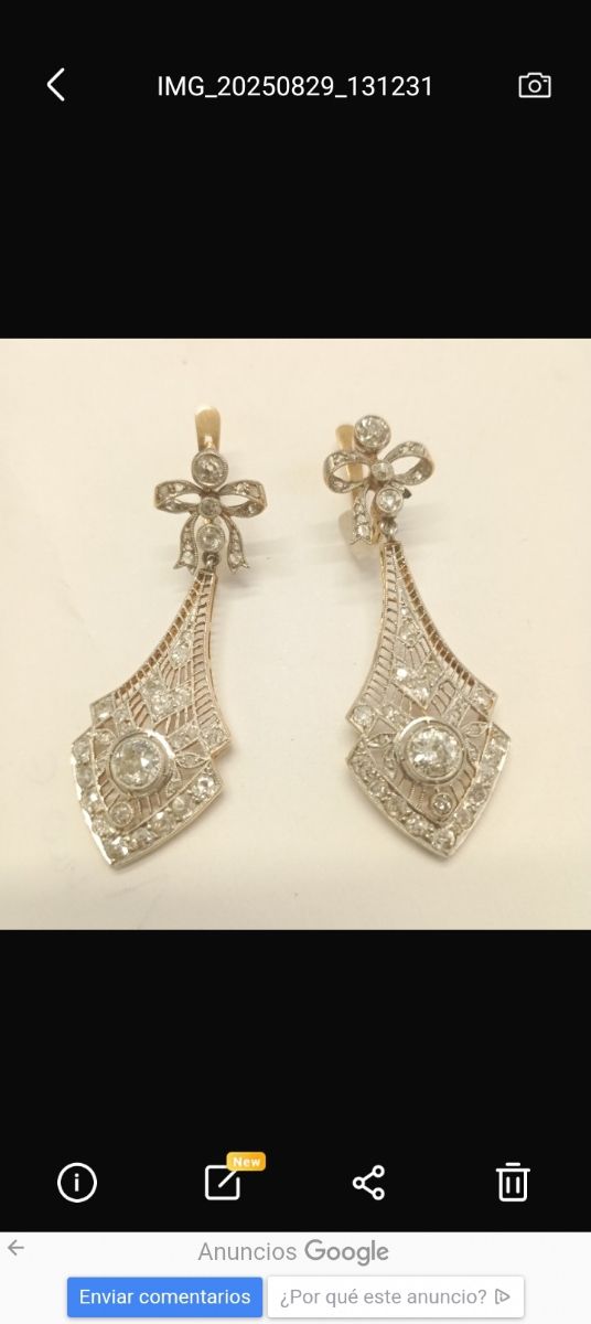 Pendientes antiguos oro y brillantes