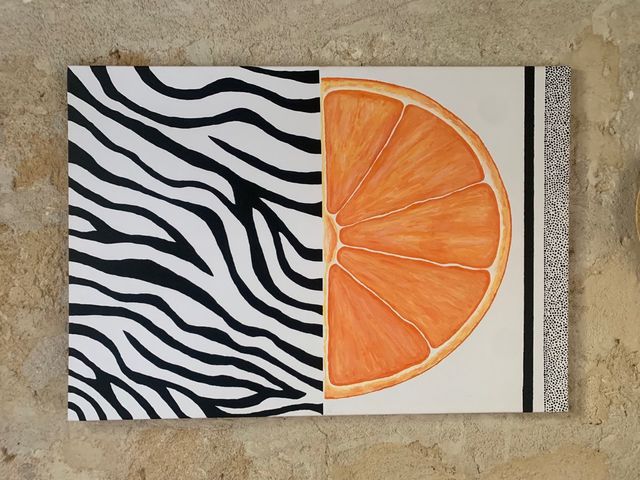 Cuadro abstracto zebra naranja 