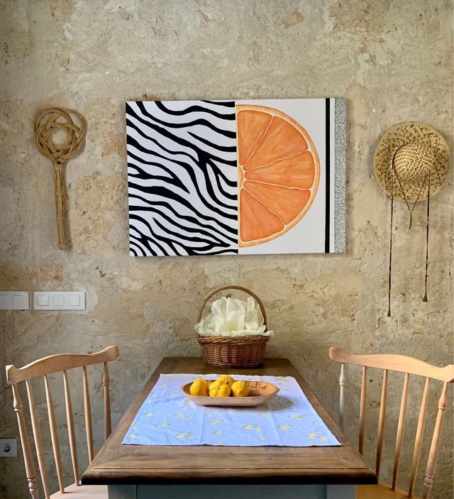 Cuadro abstracto zebra naranja 