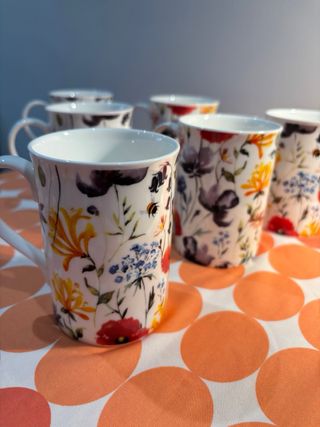 6 Tazas Porcelana Flores