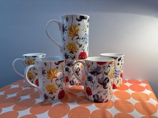 6 Tazas Porcelana Flores