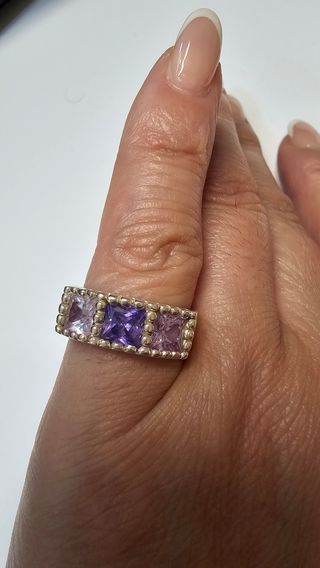Anillo plata | 3 piedras preciosas
