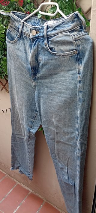 Jeans rectos azules - tiro alto