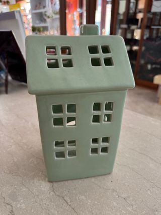 Casa portacandela ceramica verde