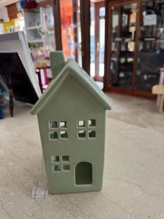 Casa portacandela ceramica verde
