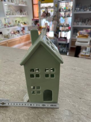 Casa portacandela ceramica verde