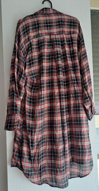Camisa Manga Larga Cuadros Mango M