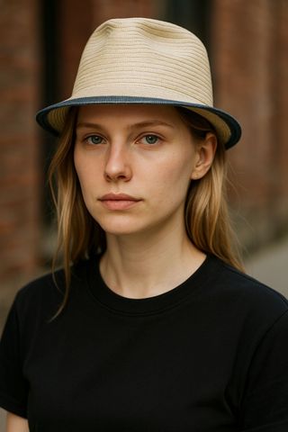 Cappello estivo panna e blu