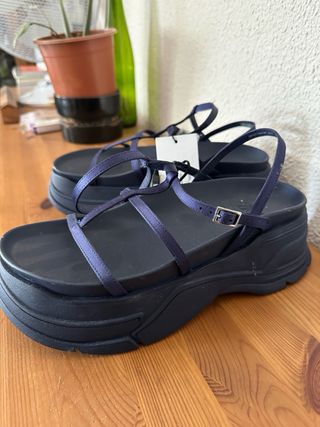 Sandalias plataforma Zara - Azul marino