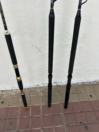 Lote de 3 cañas de pesca de barco